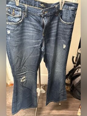 Old Navy Distressed Retro Diva Blue Flare Jeans